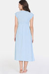 Zivame Summer Thyme Knit Cotton Mid Length Nightdress - Starlight Blue — thumbnail 3